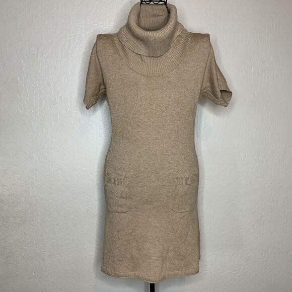 Athleta Zuni Tan Cowl  Short Sleeve Sweater  Dress Womens Size XS - Picture 1 of 9